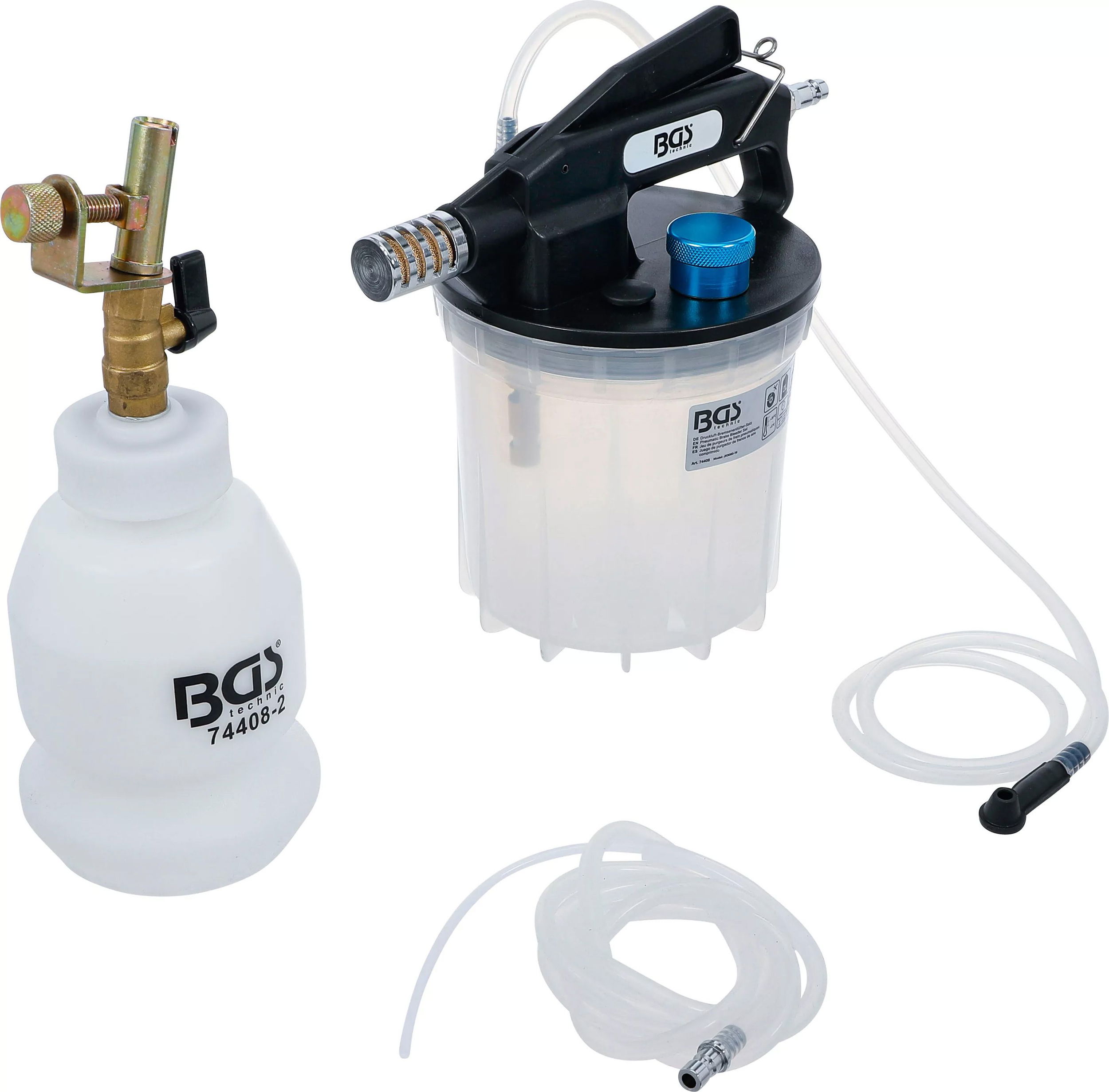 BGS Technic 9-74408 vákuumos féklégtelenítő kanna + komplett utántöltő készlet, 2 l termék fő termékképe
