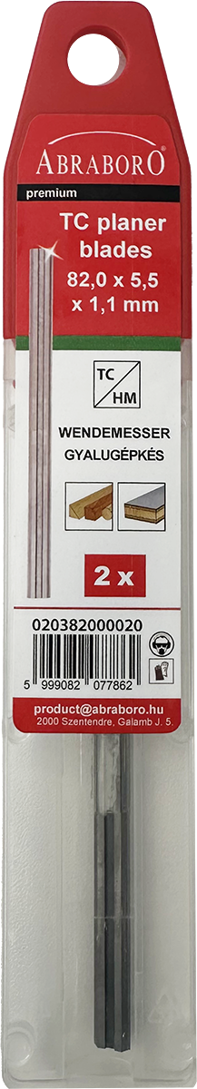 Abraboro 82 x 5.5 x 1.1 mm HM gyalugép kés, 2 db/csomag termék fő termékképe