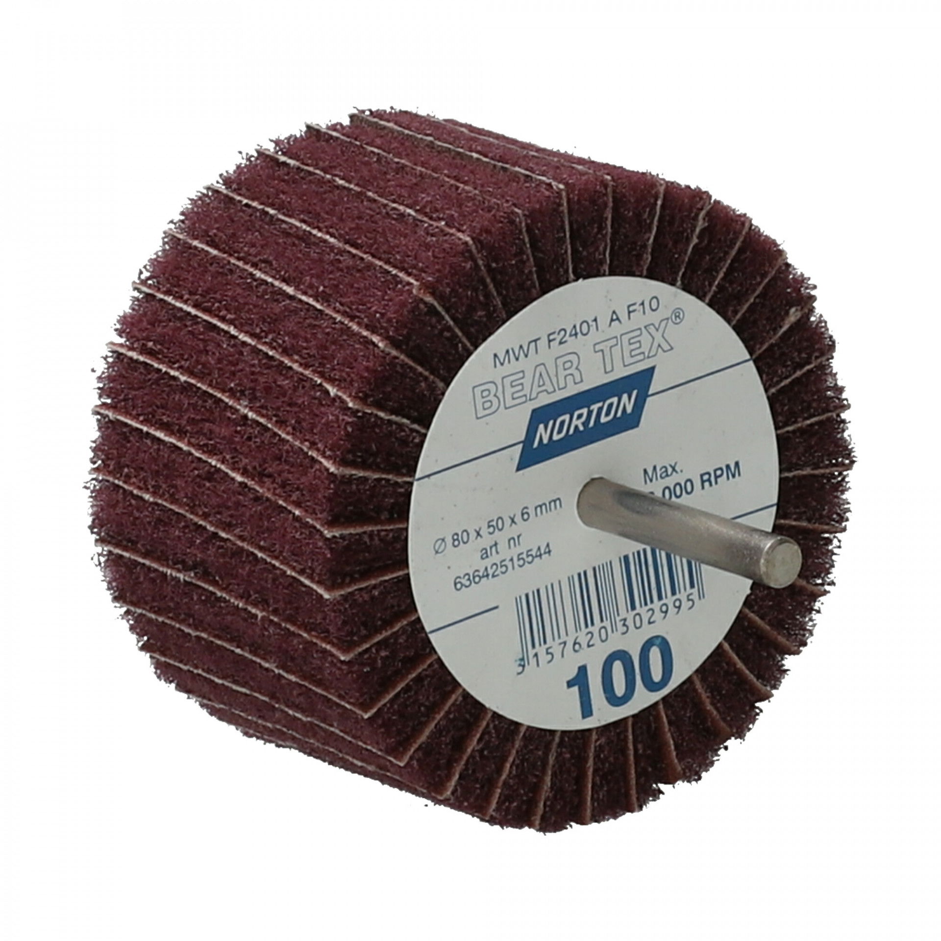 Norton Beartex csapos lamellás csiszolókorong Ø80x50x6mm Fine A/100, 10 db/csomag termék fő termékképe