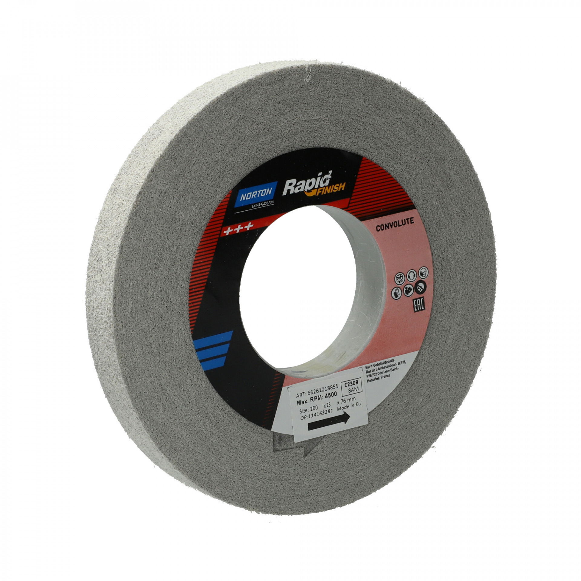 Norton Rapid Finish Series 1000 Long Life rost csiszolókorong 200x25x76mm Medium 8 Alox, 3 db/csomag termék fő termékképe