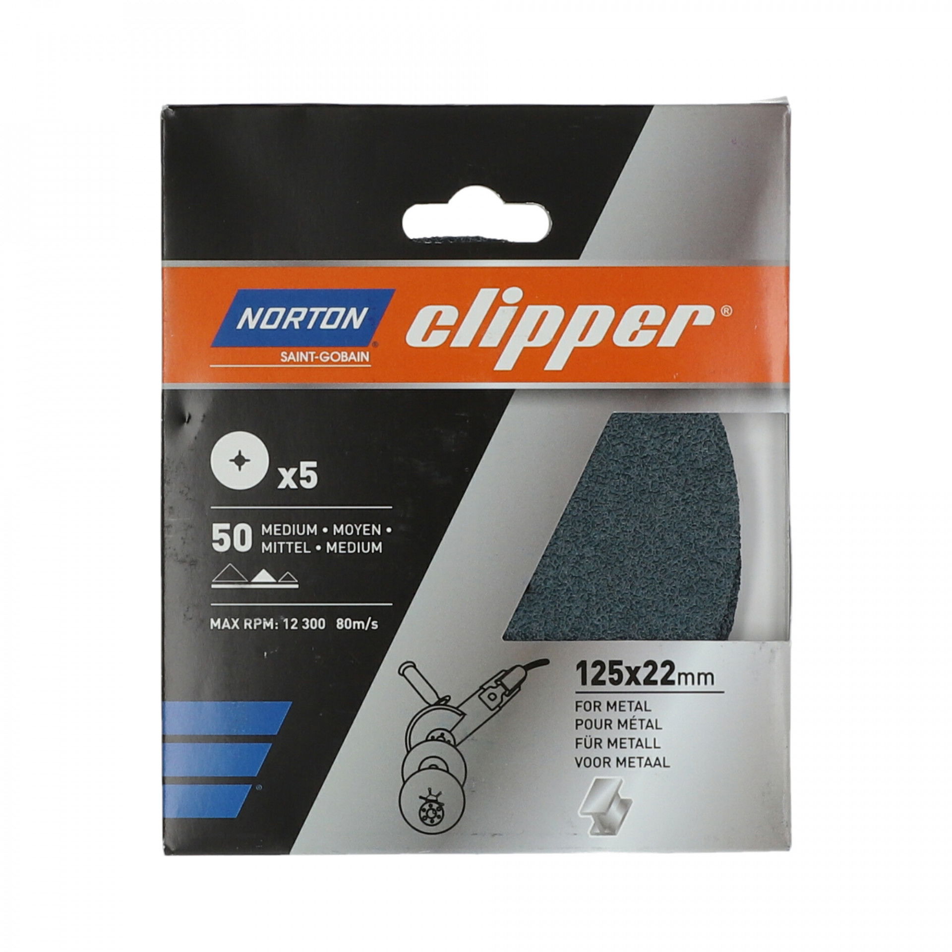Norton Clipper F827 fíbertárcsa Ø125x22mm P50, 5 db/csomag termék fő termékképe
