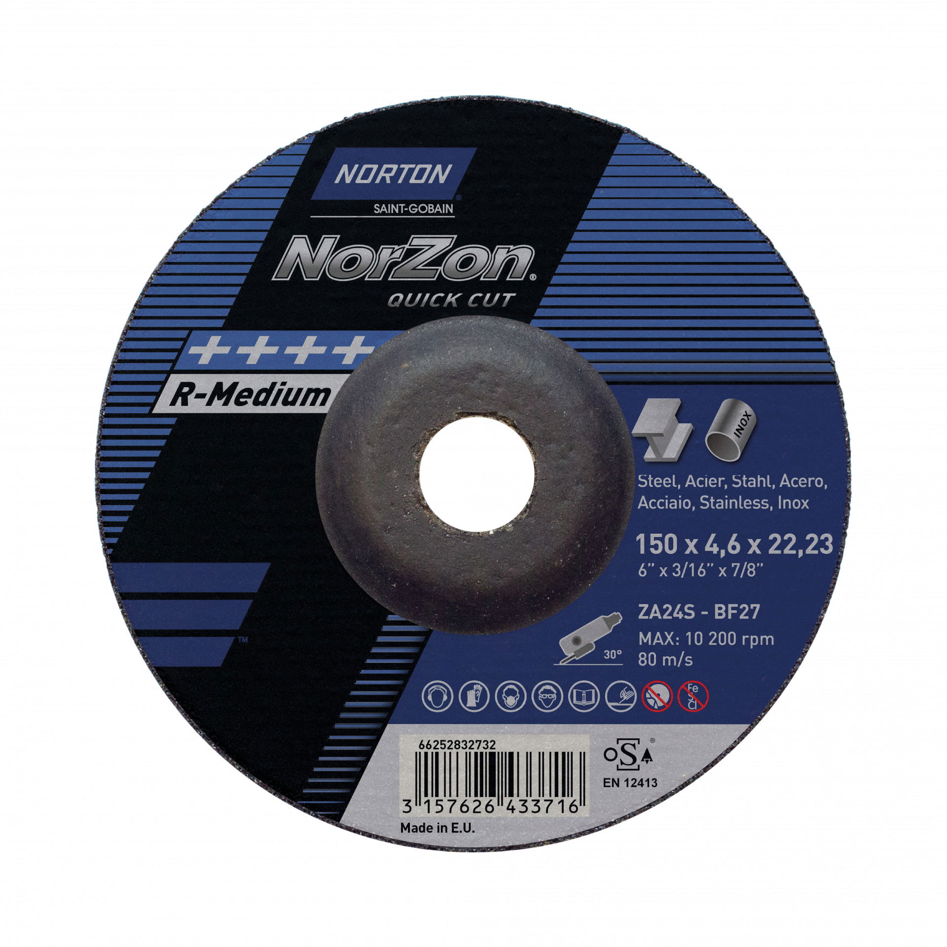 Norton Norzon Quick Cut tisztítókorong 150x4,6x22,23 mm ZA24S, 25 db/csomag termék fő termékképe