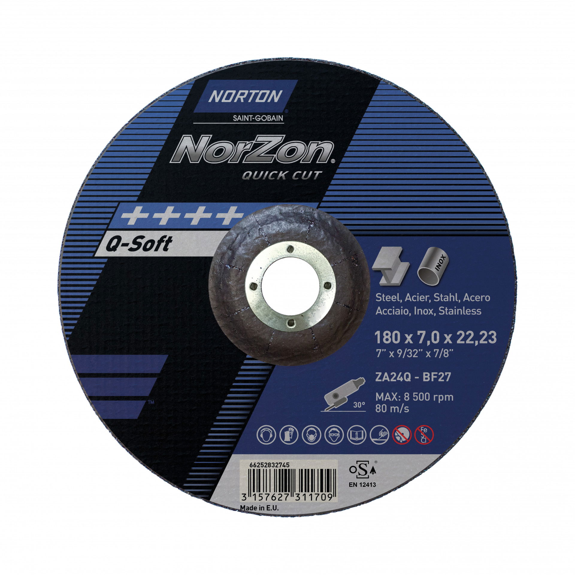 Norton Norzon Quick Cut tisztítókorong 180x7,0x22,23 mm ZA24Q, 25 db/csomag termék fő termékképe