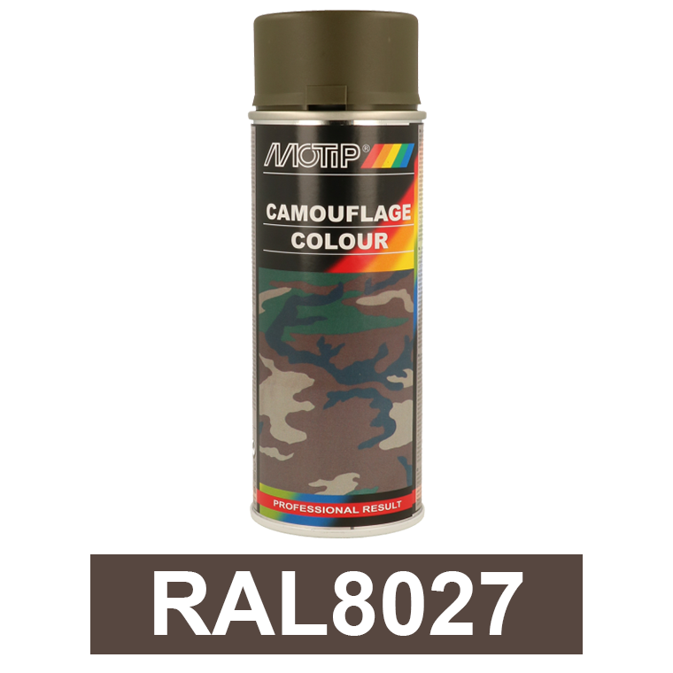 Motip CAMOUFLAGE álcázó festék spray, matt, RAL8027 barna, 400 ml termék fő termékképe
