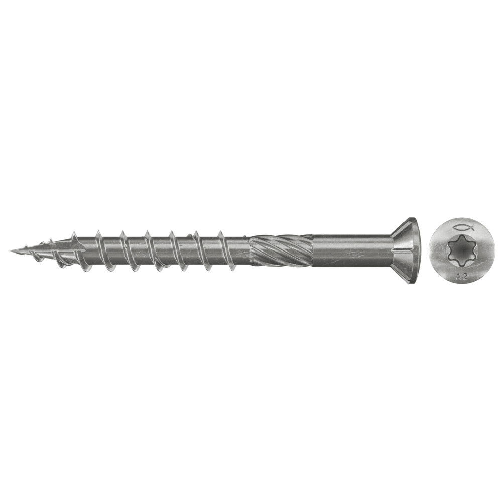 Fischer FTS-ST 5,0 x 50 A2P 500 lapos süllyesztett fejű Ø 8.2 mm (90°), A2 korrózióálló acél részmenetes terasz csavar, TX behajtással, 500 db/csomag termék fő termékképe