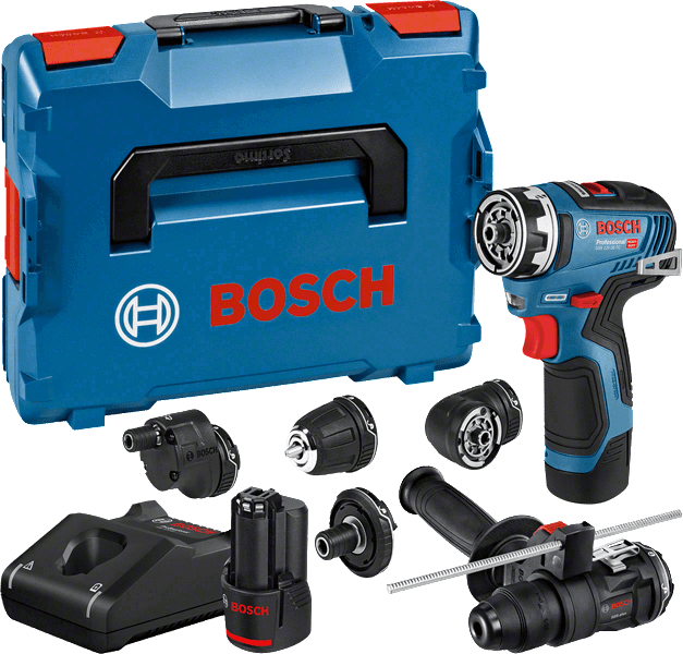 Bosch GSR 12V-35 FC akkus fúró-csavarozó fúrókalapács adapterrel + egyéb adapterekkel (2 x 3.0 Ah Li-ion akkuval, L-BOXX-ban) termék fő termékképe