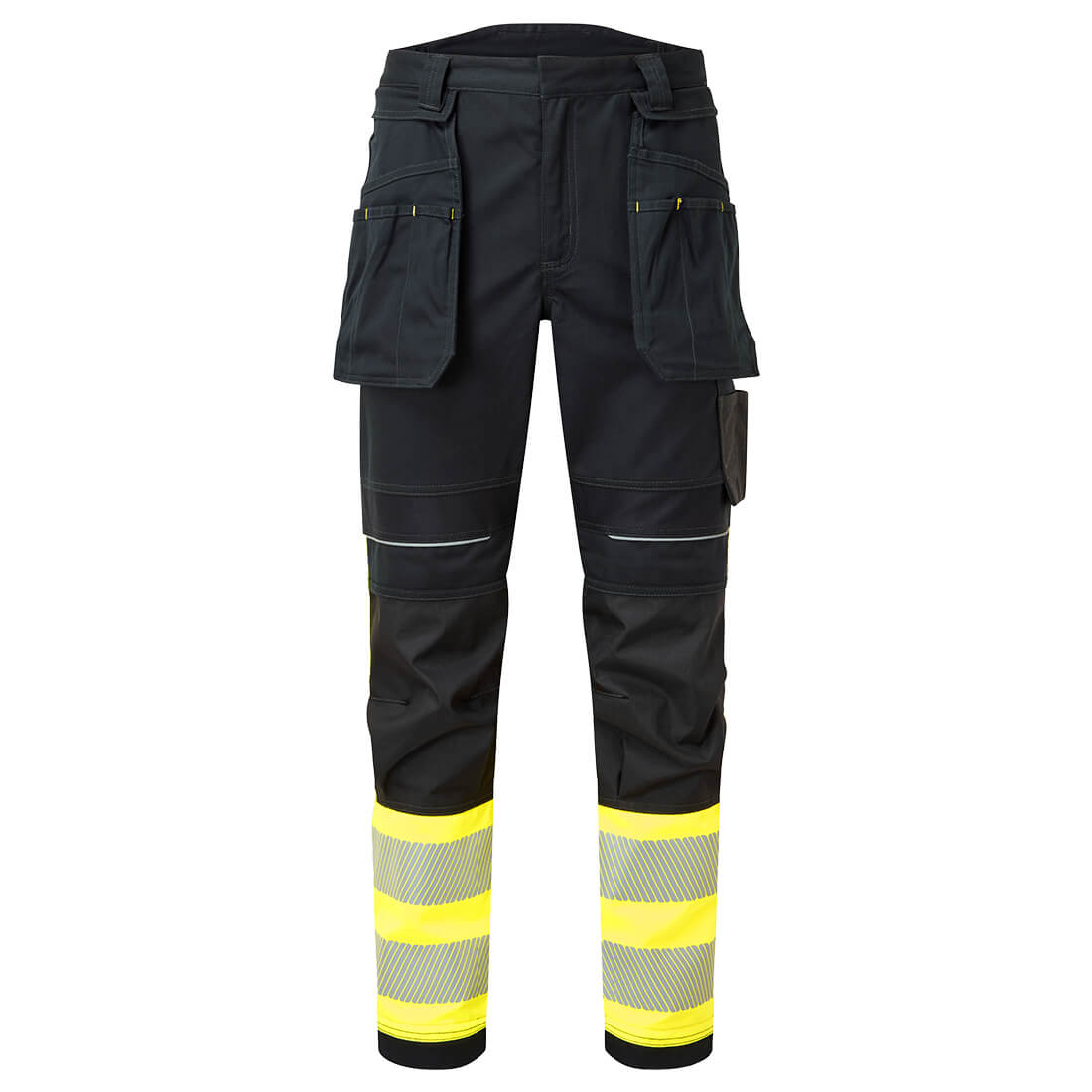 Portwest FR416 - PW3 FR Hi-Vis Class 1 lengőzsebes lángálló derekasnadrág, sárga/fekete termék fő termékképe